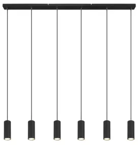 Robby 115cm Musta valmistajalta Globo Lighting - Fr&aring;n den 115 cm l&aring;nga takmonteringen l&ouml;per sex kablar, var och en utrustad med en GU10-sockel.