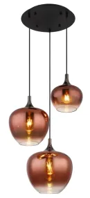 Maxy Ø48 Kupari kattovalaisin valmistajalta Globo Lighting - Den mattsvarta och krompl&auml;terade metallstommen ger lampan en modern och sofistikerad look, medan de kopparf&auml;rgade glaskuporna med en klar och tonad gradient skapar en unik ljusupplevelse.