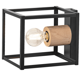 Nairobi 22cm Musta seinävalaisin valmistajalta Ledvance - Musta avoin metallirunko luo ilmavan ja teollisen ilmeen, kun taas elegantit askelmaiset yksityiskohdat luovat lämpimän ja luonnollisen kontrastin.