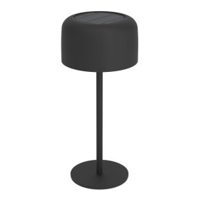 Roccanova 30cm Musta aurinkokennolamppu valmistajalta Eglo - Lamppu on helppo ladata aurinkopaneelin tai mukana tulevan USB-kaapelin kautta, ja siinä on kosketushimmennin, jossa on kolme kirkkaustasoa valaistuksen säätämiseksi tarpeen mukaan.