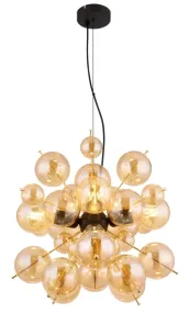 Udo Ø50 Keltainen kattovalaisin valmistajalta Globo Lighting - Lampans sk&auml;rm best&aring;r av vackra glasklot i en varm b&auml;rnstensf&auml;rg, vilket skapar en mjuk och inbjudande ljusst&auml;mning med ett bl&auml;ndfritt, harmoniskt sken.