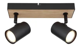 Robby 2 Luonto valmistajalta Globo Lighting - Robby &auml;r en&nbsp;stilren&nbsp;takspotlight som imponerar med sin eleganta design i mattsvart metall och MDF i tr&auml;-look.