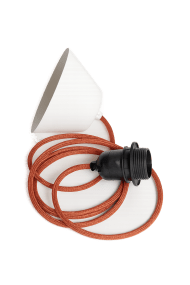 Tekstiilikattoriipus 2m Ruoste valmistajalta Alde & Lind - Kattovalaisin, jossa on tekstiilip&auml;&auml;llysteinen johto, on suunniteltu sopimaan Alde&amp;Lindin E27-kantaisiin kattovalaisimiin.