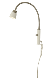 Eketorp Valkoinen lukulamppu valmistajalta Aneta Lighting - S&auml;&auml;dett&auml;v&auml; varsi integroidulla 3W LEDill&auml;, joka antaa miellytt&auml;v&auml;n l&auml;mpim&auml;n valkoisen valon ja jota voidaan himment&auml;&auml;.