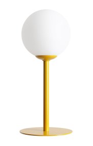 Pinne 35cm Sinappi pöytävalaisin valmistajalta Artera - Pyöreä opaalipallo levittää pehmeää ja miellyttävää valoa, joka on täydellinen luomaan huoneeseen lämpimän ja kutsuvan tunnelman.