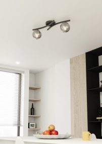 Opus 60cm Savun värinen plafondi valmistajalta Emibig Lighting - Yksinkertainen muoto ja savulasikuvut antavat huoneeseen pehmeytt&auml; ja keveytt&auml;, kun taas lamppu levitt&auml;&auml; miellytt&auml;v&auml;&auml;, hajavaloa.