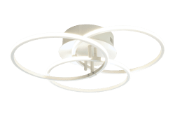 Ringo 45cm Valkoinen plafondi valmistajalta Aneta Lighting - RINGO-plafoni, jossa on kolme toisiinsa kietottua valkoiseksi lakattua metallirengasta.