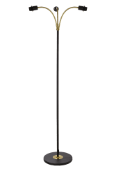 Ljusdal 3 Musta lattiavalaisin valmistajalta Aneta Lighting - Sopii lukkovaloksi, jossa on 3 s&auml;&auml;dett&auml;v&auml;&auml; vartta ja erilliset virtakytkimet; jokainen lampun p&auml;&auml;.