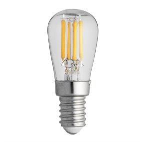 E14 Päärynälamppu 3,3W 2200K Himmennettävä Läpinäkyvä valmistajalta Unison - T&auml;m&auml; P&auml;ron LED-lamppu kirkkaalla E14-pohjalla vaikuttaa; 3,3W ja v&auml;ril&auml;mp&ouml;tila 2200K.