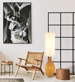 Anko Ruskea valmistajalta Globo Lighting - Den rundade designen i plast med en dekorativ rottinglook ger en naturlig charm, medan den vita textilsk&auml;rmen sprider ett mjukt och behagligt ljus.