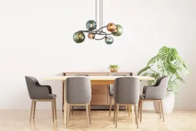 Riha 62cm Monivärinen kattovalaisin valmistajalta Globo Lighting - De olika glaskulorna i brons, gr&ouml;nt och petrol ger lampan en dynamisk och lekfull karakt&auml;r samtidigt som de skapar en visuellt intressant ljusbild.