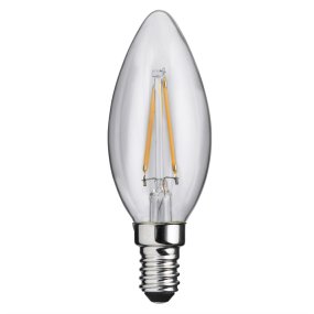 LED E14 Kruunukynttilälamppu 2W 2700K Läpinäkyvä valmistajalta Unison - Tyylik&auml;s muotoilu tekee siit&auml; t&auml;ydellisen kattokruunuille ja koristeellisille kalusteille, sill&auml; se s&auml;&auml;st&auml;&auml; energiaa ja antaa tyylikk&auml;&auml;n vaikutelman.