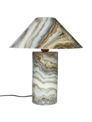 Marnie 43cm Harmaa pöytävalaisin valmistajalta PR Home - Metallinen pöytävalaisin Marnie, marmorikuvioinen sisustus valkoisen, harmaan ja kultaisen sävyin.