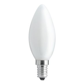LED E14 Kruunukynttilälamppu Opaali 4W 3000K Himmennettävä Valkoinen valmistajalta Unison - T&auml;ss&auml; opaalilasisessa kruunuvalon muotoisessa LED-lampussa on E14-jalusta ja teho 4W.
