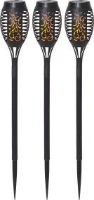 Flame Mini 3-p Musta aurinkokennolamppu valmistajalta Star Trading - Flame Mini 3-pakkaus on koristeellinen aurinkosoihtu, jonka elävän näköinen, tanssiva keltainen liekki luo viihtyisän ja lämpimän tunnelman ulkona.