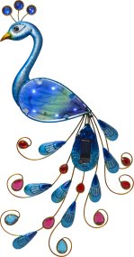 Peacock Monikäyttöinen aurinkokennolamppu valmistajalta Star Trading - Aurinkokennokoriste Peacock on värikäs ja koristeellinen seinävalaisin, joka on muodoltaan elegantti riikinkukko.