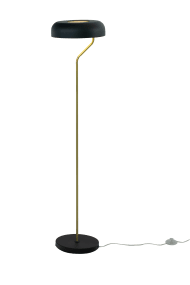 Bremen Musta/messinki lattiavalaisin valmistajalta Aneta Lighting - Moderni Bremen-lattiavalaisin on valmistettu mustasta metallista mattamessingin yksityiskohdilla, ja siinä on omaperäinen ja innovatiivinen ilme.