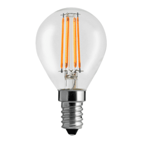 LED E14 pallolamppu 4W 2700K Himmennettävä Läpinäkyvä valmistajalta Unison - T&auml;ss&auml; UNI-LEDISONin kirkkaassa pallomaisessa LED-valol&auml;hteess&auml; on E14-kanta ja vaikutus; 4W.