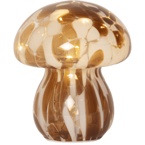 Funghi 15cm Ruskea pöytävalaisin valmistajalta Star Trading - Sis&auml;ll&auml; on LED-sarja, jossa on 10 diodia.