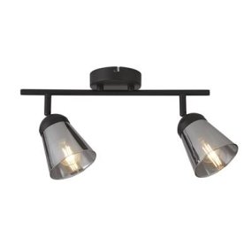 Mega 2 Musta kohdevalaisin valmistajalta Searchlight - Sävytetty ja puoliläpinäkyvä lasi antaa valaisimelle elegantin luonteen, joka sopii sekä moderneihin, teollisiin että vintage-henkisiin ympäristöihin.