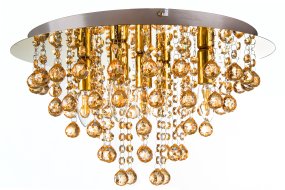 London Ø46 Kulta plafondi valmistajalta Globo Lighting - London &auml;r en elegant plafond i guld med dekorativa prismor.