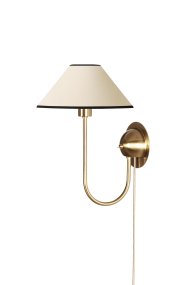 Iris 32cm Messinki/kermanvalkoinen seinävalaisin valmistajalta Globen Lighting - Iris yhdistää ajattoman muotoilun ja toiminnallisuuden, ja sen voi myös kytkeä pysyvään asennukseen.