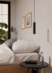 Almudaina Ø4 Musta valmistajalta Eglo - Almudaina-riippuvalaisin on moderni ja tyylik&auml;s mustasta metallista valmistettu kattovalaisin, jossa on hoikka, lieri&ouml;m&auml;inen muotoilu.