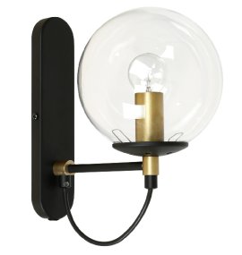 Perla 1 Musta/messinki valmistajalta Hallbergs - Lamppua ympäröi pyöreä kirkas lasikupu, joka luo mukavan valon leviämisen huoneeseen.