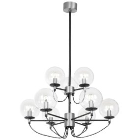 Perla 9 Ø78 Musta/teräs valmistajalta Hallbergs - Valaisimen koko on sama, vain putkessa on eri pituuksia, joita voit ostaa ja muuttaa itse kokoonpanon aikana.