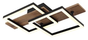 Jeffry 44cm Puu plafondi valmistajalta Globo Lighting - Takf&auml;stet som efterliknar tr&auml; i kombination med de mattsvarta detaljerna i metall bidrar med industriell k&auml;nsla till rummet.