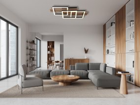 Jeffry 58cm Puu plafondi valmistajalta Globo Lighting - Takf&auml;stet som efterliknar tr&auml; i kombination med de mattsvarta detaljerna i metall bidrar med industriell k&auml;nsla till rummet.