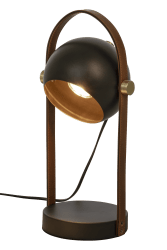 Bow 38cm Musta pöytävalaisin valmistajalta Aneta Lighting - Pöytävalaisin mustaksi lakattua metallia, yksityiskohdat matta messinkiä ja ruskeaa nahkaa.