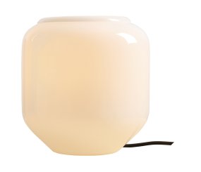 Flask 18cm Valkoinen/musta pöytävalaisin valmistajalta Artera - Koristeellinen opaalilasivarjostin levittää pehmeää ja miellyttävää valoa, joka luo kutsuvan tunnelman.