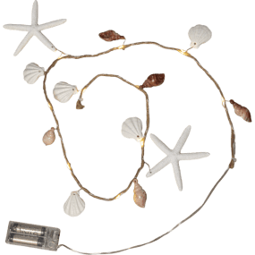 Valosarja Seaside Beige valmistajalta Star Trading - Seaside on kaunis paristok&auml;ytt&ouml;inen sis&auml;k&auml;ytt&ouml;&ouml;n tarkoitettu lenkki, jonka muoviset koristeet ovat merest&auml; inspiroituneita.