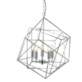 Cube Ø55 Kromi kattovalaisin valmistajalta Searchlight - Elegantit kynttelikkötyyliset kynttilänjalat luovat vintage-tunnelman, joka on hienossa kontrastissa modernin muotoilun kanssa.