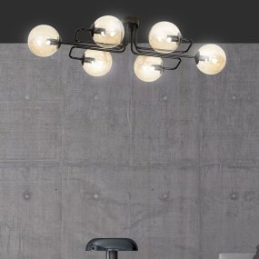 Brendi 93cm Keltainen plafondi valmistajalta Emibig Lighting - Valaisimet luovat ainutlaatuisen tunnelman, jossa ohuet lasivarjostimet lis&auml;&auml;v&auml;t eleganssia ja keveytt&auml;.