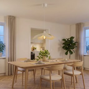 Binacua Ø60 Beige kattovalaisin valmistajalta Eglo - Binacua on koristeellinen kattovalaisin, jossa on kukan muotoinen varjostin beigenvärisestä tekstiilistä.