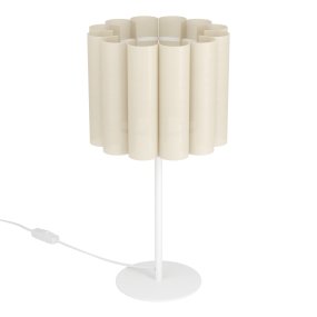 Collegrilli 23cm Beige pöytävalaisin valmistajalta Eglo - Beige tekstiili antaa lampulle l&auml;mpim&auml;n ja kodikkaan tunnelman ja antaa valon suodattua pehme&auml;sti varjostimen l&auml;pi.