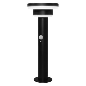 Double Circle Sensor Musta aurinkokennolamppu valmistajalta Ledvance - Sisäänrakennettu PIR-liiketunnistin ja päivänvalotunnistin syttyvät automaattisesti, kun pimeässä on liikettä, mikä takaa sekä turvallisuuden että energiatehokkuuden.