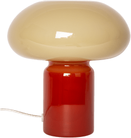 Glas 23cm Punainen/beige pöytävalaisin valmistajalta Eja - Koristeellinen p&ouml;yt&auml;valaisin, jossa on pehme&auml;t muodot ja tyylik&auml;s muotoilu, ja joka on valmistettu kokonaan lasista.