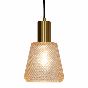 Daimon Ø15 Keltainen ikkunavalaisin valmistajalta Lampan - Meripihkanv&auml;risess&auml; lasivarjostimessa on kaunis kuvio, joka luo eloisan ja tunnelmallisen valon.