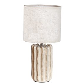 Flint 33cm Beige pöytävalaisin valmistajalta Cottex - Valaisimen jalka ja beigenv&auml;rinen tekstiilivarjostin luovat pehme&auml;n ja harmonisen kokonaisuuden.