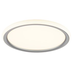 Carloz Ø40 Hopea plafondi valmistajalta Brilliant - Valaisin on kolmiportaisesti himmennett&auml;v&auml; vakiokytkimell&auml;:Vain keskipaneeli syttyy &ndash; t&auml;m&auml; valaisee koko huoneen voimakkaasti ja suoraan.