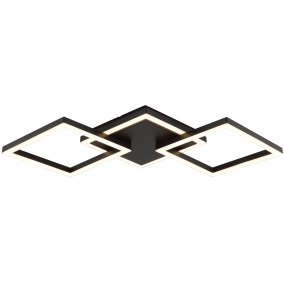 Jorvic 62cm Musta plafondi valmistajalta Brilliant - Jorvic-kattovalaisin on valmistettu metallista ja muovista, ja sille on ominaista ainutlaatuinen kolmiosainen rakenne, jossa on kolme neliönmuotoista LED-kehystä.
