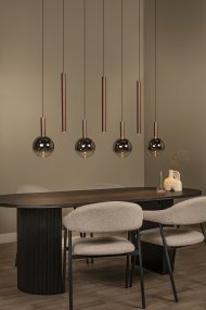 Jamsine 137cm Kupari valmistajalta Lucide - Savulasivarjostimet levitt&auml;v&auml;t l&auml;mmint&auml; ja miellytt&auml;v&auml;&auml; valoa, kun taas kolme kohdevaloa tarjoavat suunnattua ja kirkasta valoa alasp&auml;in.