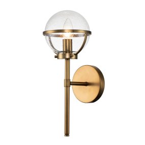Hollis 40cm Antiikki messinki kylpyhuoneen valaisin valmistajalta Elstead Lighting - Hollis-seinävalaisin on saanut inspiraationsa 1920-luvun art deco -tyylistä, ja sen elegantti muotoilu on messinkiä ja kirkasta, strukturoitua lasia.