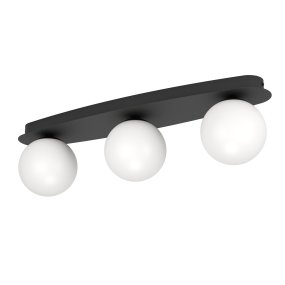 Castrovido 58cm Musta valmistajalta Eglo - Se on valmistettu mustasta metallista ja siin&auml; on kolme py&ouml;re&auml;&auml; opaalilasikupua, jotka levitt&auml;v&auml;t pehme&auml;&auml; ja tasaista valoa.