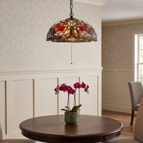Larissa Ø38 Monivärinen valmistajalta Elstead Lighting - Se on valmistettu ter&auml;ksest&auml; ja siin&auml; on kaunis vintage-pronssiviimeistely.