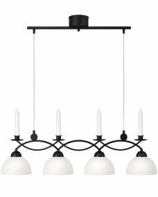 Florens 90cm Musta kattovalaisin valmistajalta Cottex - Metallista ja valkoista lasia oleva Floren-kattovalaisin yhdist&auml;&auml; eleganssin ja toimivuuden ja tilaa nelj&auml;lle kynttil&ouml;lle, mik&auml; antaa kodillesi klassisen ilmeen.