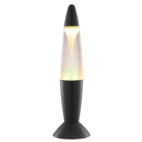Stormlight 36cm Musta lasten valaisin valmistajalta Brilliant - Mustassa lampussa on sisäänrakennettu RGB-LED-valaistus, joka vaihtaa eri värejä ja valaisee pyörteilevän efektin.